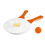 Set de tennis pour la plage composé de 2 raquettes en bois et 1 balle couleur orange image avec logo 4