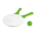 Set de tennis pour la plage composé de 2 raquettes en bois et 1 balle couleur vert clair troisième vue