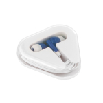 Écouteurs promotionnels offert dans un coffret triangulaire Bass couleur bleu