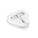 Écouteurs promotionnels offert dans un coffret triangulaire Bass couleur blanc