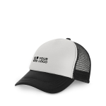 Casquette en polyester avec filet et fermeture en plastique 150 g/m² avec zone d'impression