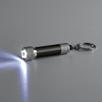 Petit porte-clés original avec lampe de poche en aluminium couleur noir troisième vue