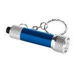 Petit porte-clés original avec lampe de poche en aluminium couleur bleu