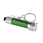 Petit porte-clés original avec lampe de poche en aluminium couleur vert image avec logo