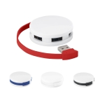Hub USB circulaire promotionnel à 4 ports avec câble coloré Round diverses couleurs