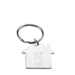 Porte-clés en métal personnalisé pas cher en forme de maison avec zone d'impression