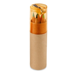 Ensemble de 6 crayons de couleur pour enfants dans un étui tubulaire couleur orange