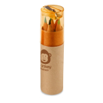 Ensemble de 6 crayons de couleur pour enfants dans un étui tubulaire couleur orange image avec logo