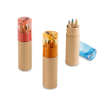 Ensemble de 6 crayons de couleur pour enfants dans un étui tubulaire diverses couleurs