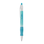 Stylos personnalisés pas cher en plastique avec Encre Noire Economy couleur bleu ciel image avec logo