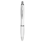 Stylo personnalisé en plastique, encre bleue et traitement antibactérien couleur blanc