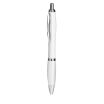 Stylo personnalisé en plastique, encre bleue et traitement antibactérien couleur blanc deuxième vue
