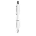Stylo personnalisé en plastique, encre bleue et traitement antibactérien couleur blanc quatrième vue