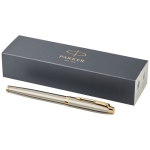 Stylo professionnel et fiable à encre noire Parker IM Elegant couleur argenté deuxième vue frontale