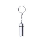 Porte-clés boîte pilulier en aluminium avec fermeture à vis Treasure couleur argenté