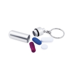 Porte-clés boîte pilulier en aluminium avec fermeture à vis Treasure couleur argenté quatrième vue