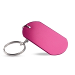 Porte-clés en forme de plaque militaire en aluminium Metallic couleur fuchsia