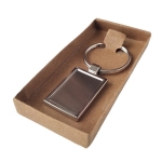 Porte-clés rectangulaire en métal avec boîte Geometric Rectangle couleur argenté