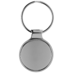 Porte-clés rond classique en métal à haute brillance Geometric Circle couleur argenté deuxième vue frontale