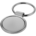 Porte-clés rond classique en métal à haute brillance Geometric Circle couleur argenté deuxième vue