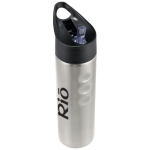 Gourde sportive en acier avec embout et design ergonomique 750 ml Fit couleur argenté vue avec impression sérigraphique