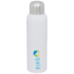 Gourde inox personnalisable avec bouchon à vis 820 ml Office couleur blanc vue avec impression sérigraphique