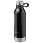 Grande gourde en acier coloré avec poignée en silicone 740 ml Marathon couleur noir vue avec impression sérigraphique