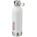Grande gourde en acier coloré avec poignée en silicone 740 ml Marathon couleur blanc vue avec impression sérigraphique