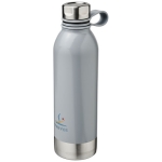 Grande gourde en acier coloré avec poignée en silicone 740 ml Marathon couleur gris vue avec impression sérigraphique