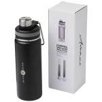 Bouteille de sport acier avec poignée et embout 590 ml Avenue Sport couleur noir vue avec impression sérigraphique