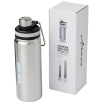 Bouteille de sport acier avec poignée et embout 590 ml Avenue Sport couleur argenté vue avec impression sérigraphique