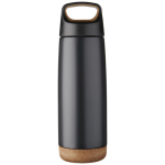 Gourde thermos en acier avec base en liège 600 ml Avenue Cork Antislip couleur noir deuxième vue frontale