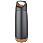 Gourde thermos en acier avec base en liège 600 ml Avenue Cork Antislip couleur noir troisième vue