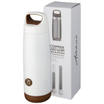 Gourde thermos en acier avec base en liège 600 ml Avenue Cork Antislip couleur blanc vue avec impression sérigraphique