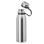 Gourde isotherme personnalisée en inox antifuites 600 ml Peak couleur argenté mat quatrième vue