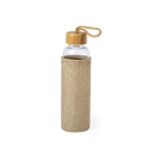 Gourde publicitaire en verre avec étui éco 500 ml Crystal Bamboo couleur transparent première vue