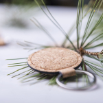 Porte-clés rond en liège économique avec gravure laser Eco Round couleur naturel septième vue