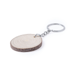Porte-clés rond en bois avec logo en forme de tronc Nature Round couleur naturel