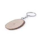 Porte-clés personnalisé ovale en bois de hêtre Nature Oval couleur naturel