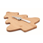 Set à fromage couteau et planche en forme de sapin de Noël Bamboo couleur bois