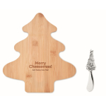 Set à fromage couteau et planche en forme de sapin de Noël Bamboo couleur bois vue principale