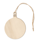 Décoration de Noël en bois en forme de boule avec cordon de suspension couleur bois