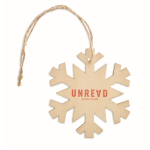 Décoration de Noël flocon de neige en bois à accrocher Snowflake couleur bois vue principale