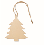 Décoration en forme de sapin de Noël en bois à accrocher Xmas Tree couleur bois