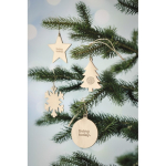 Pendentif de Noël en forme d'étoile en bois à personnaliser Noël Star couleur bois vue d'ambiance principale