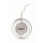 Décoration de Noël ronde pliable en acier inoxydable avec logo Round couleur argenté vue principale