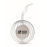 Décoration de Noël ronde pliable en acier inoxydable avec logo Round couleur argenté vue avec zone d'impression