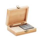 Ensemble de 9 glaçons en pierre dans un étui en bambou et une pince couleur bois