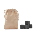 Lot de 4 glaçons en pierre dans un sachet publicitaire Cotton couleur beige