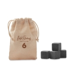 Lot de 4 glaçons en pierre dans un sachet publicitaire Cotton couleur beige vue principale